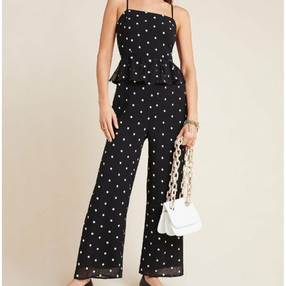 Anthropologie Rosie Peplum Black Jumpsuit